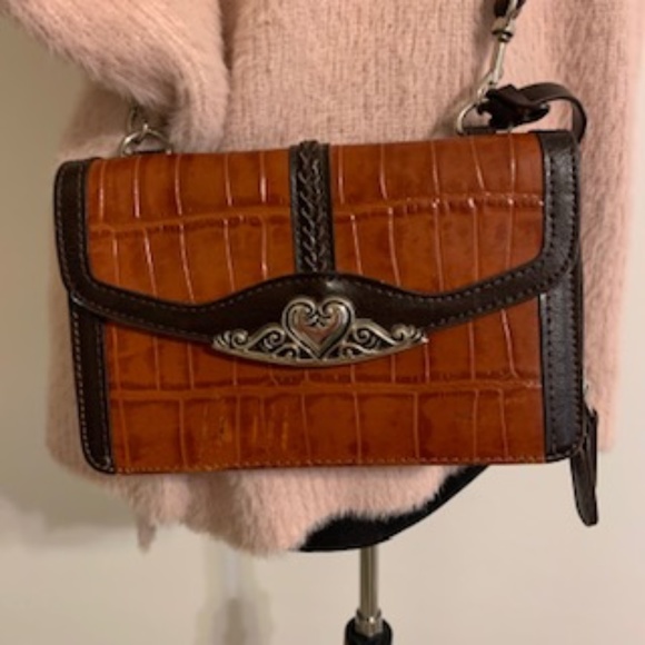 Brighton Light Brown Croc Embossed Structured Purse Organizer Leather - Picture 5 of 10